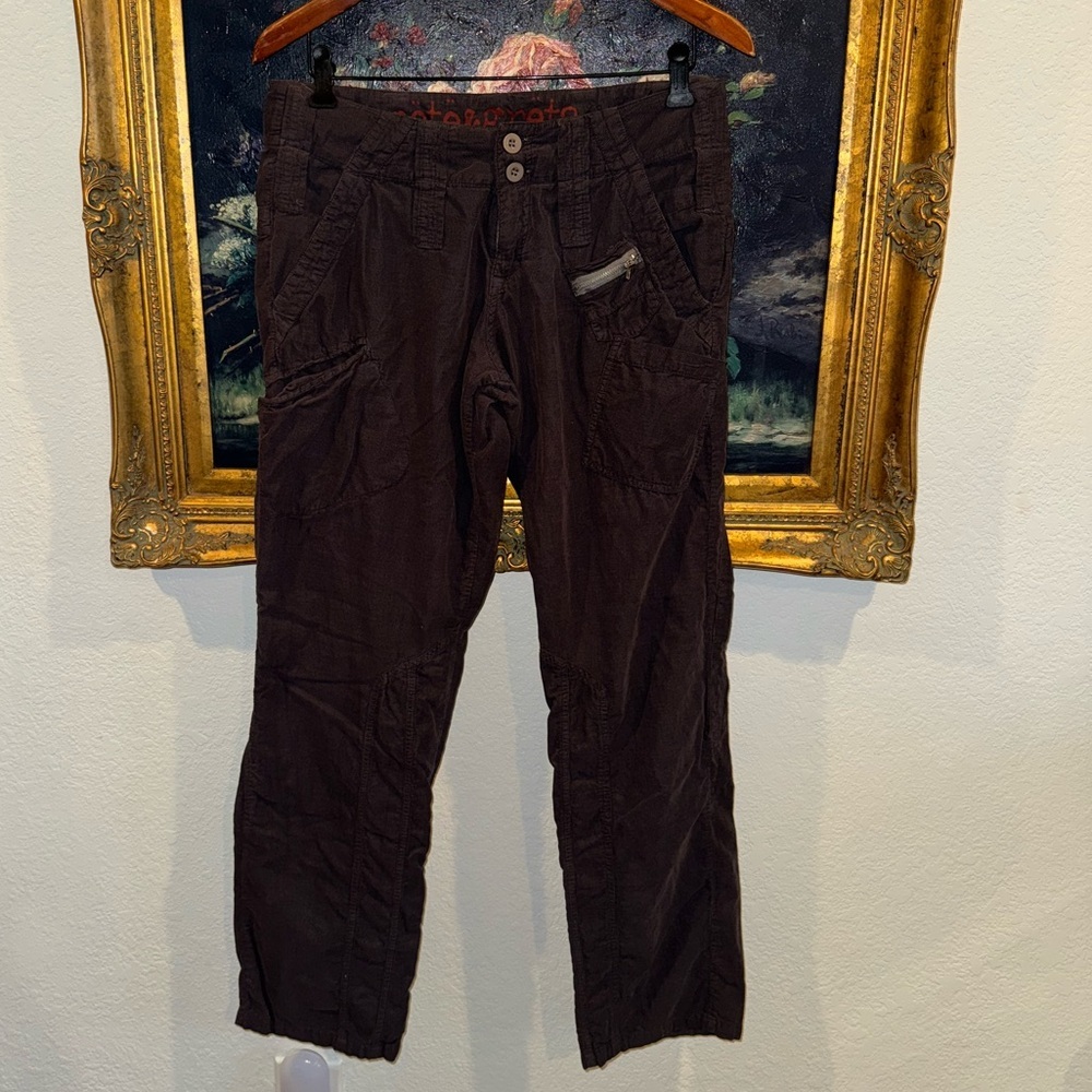 Pete & Greta Y2K Johnny Was Gray Corduroy Cargo Style Low Rise Pants Size 6